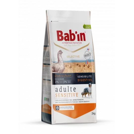 غذای خشک سگ بالغ با گوارش حساس بابین با طعم مرغ وزن 3 کیلوگرم - نمای 2 غذای خشک سگ بالغ با گوارش حساس بابین با طعم مرغ وزن 3 کیلوگرم - تصویر 2