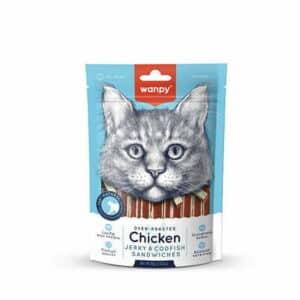 تشویقی گربه ونپی مدل Chicken Jerky & Codfish Sandwiches بسته 80 گرمی تشویقی گربه ونپی مدل Chicken Jerky & Codfish Sandwiches بسته 80 گرمی - تصویر اصلی محصول