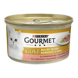 کنسرو گربه گورمت گلد وزن 85 گرمی با طعم مرغ و سالمون - تصویر اصلی محصول