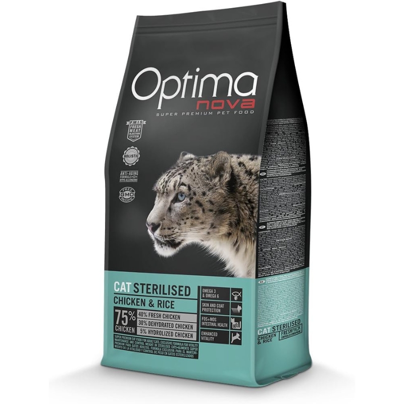غذای گربه عقیم شده اپتیما نوا با طعم مرغ و برنج – بسته ۸ کیلویی - نمای 3 غذای گربه عقیم شده اپتیما نوا با طعم مرغ و برنج – بسته ۸ کیلویی - تصویر 3