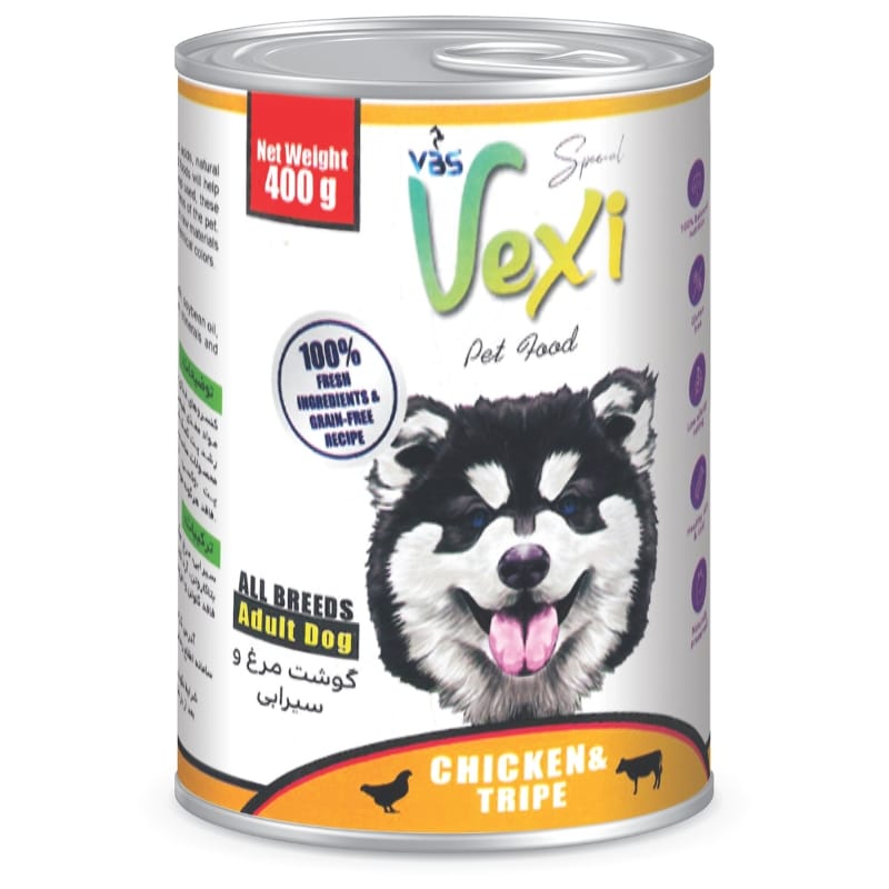 کنسرو سگ وکسی مدل پته با طعم مرغ و سیرابی ۴۰۰ گرمی - نمای 3 کنسرو سگ وکسی مدل پته با طعم مرغ و سیرابی ۴۰۰ گرمی - تصویر 3