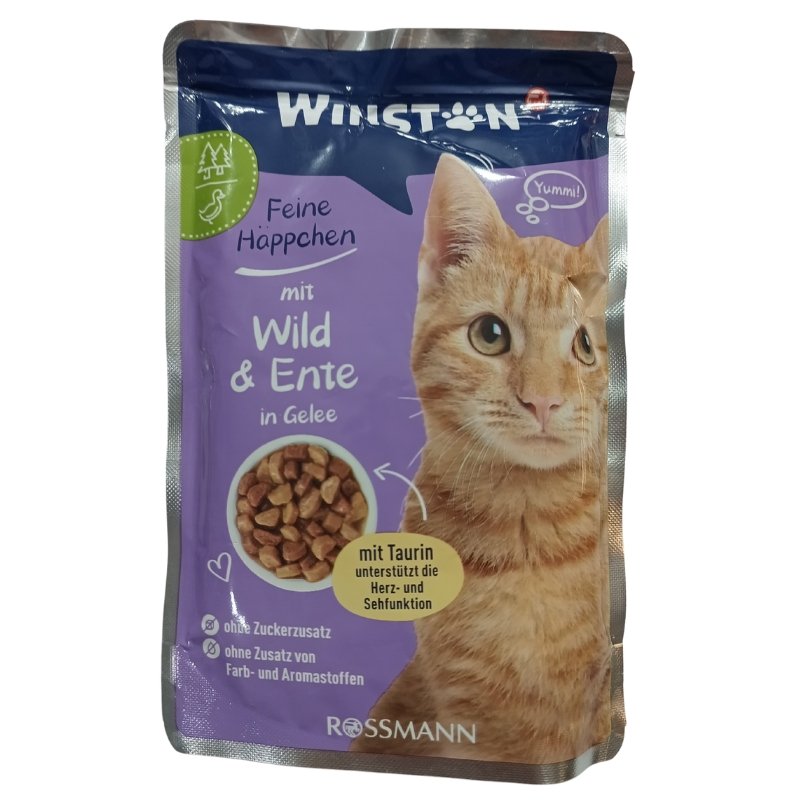 پوچ گربه وینستون با طعم شکار و اردک در ژله وزن 100 گرم - نمای 2 پوچ گربه وینستون با طعم شکار و اردک در ژله وزن 100 گرم - تصویر 2