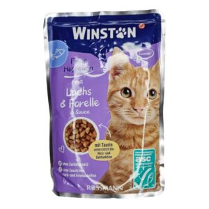 پوچ گربه وینستون با طعم ماهی سالمون و قزل آلا وزن 100 گرم پوچ گربه وینستون با طعم ماهی سالمون و قزل آلا وزن 100 گرم - تصویر اصلی محصول