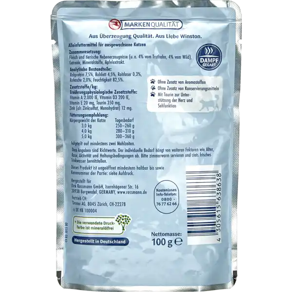 پوچ گربه وینستون با طعم بوقلمون و شکار در سس وزن 100 گرم - نمای 3 پوچ گربه وینستون با طعم بوقلمون و شکار در سس وزن 100 گرم - تصویر 3